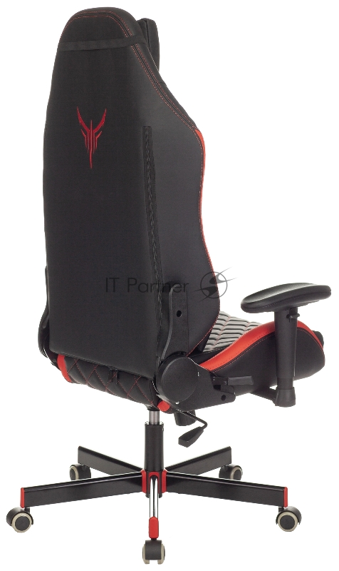 Кресло игровое Knight EXPLORE черный/красный ромбик эко.кожа с подголов. крестовина металл