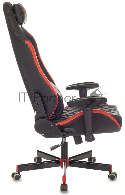 Кресло игровое Knight EXPLORE черный/красный ромбик эко.кожа с подголов. крестовина металл