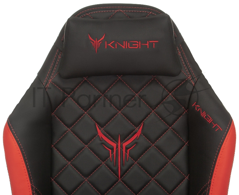 Кресло игровое Knight EXPLORE черный/красный ромбик эко.кожа с подголов. крестовина металл