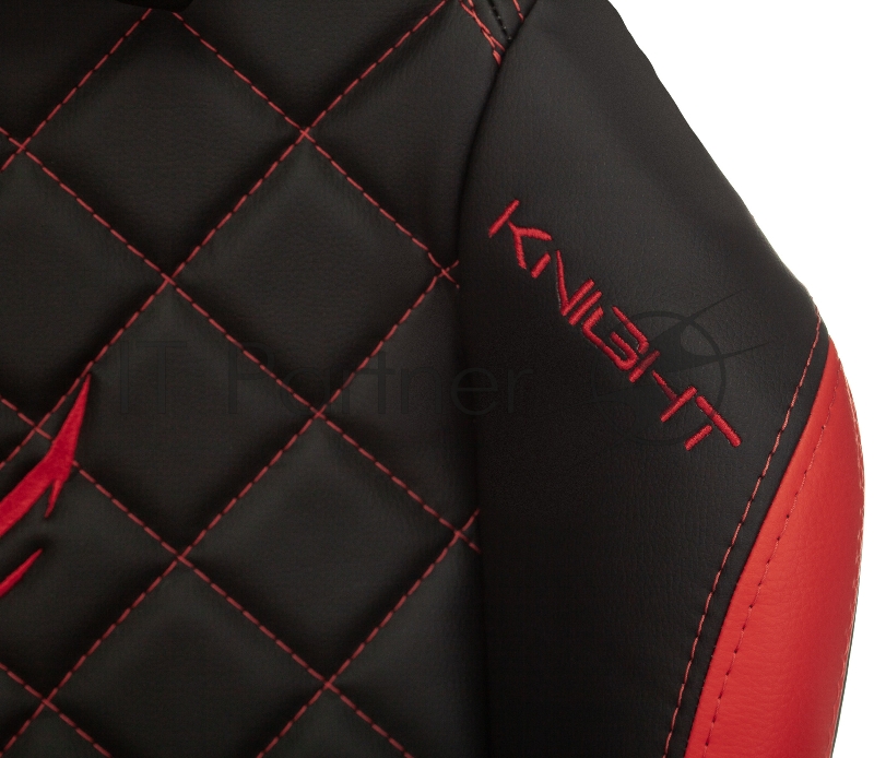 Кресло игровое Knight EXPLORE черный/красный ромбик эко.кожа с подголов. крестовина металл