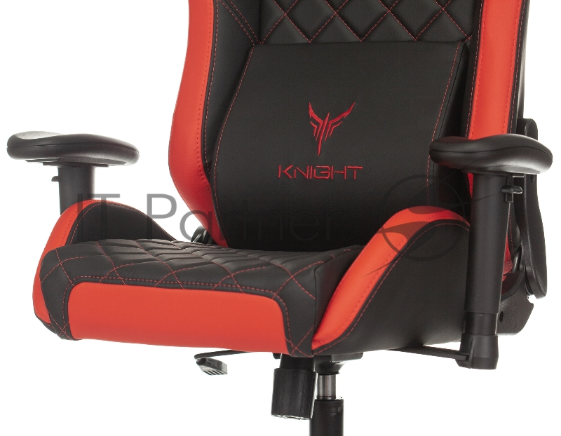 Кресло игровое Knight EXPLORE черный/красный ромбик эко.кожа с подголов. крестовина металл