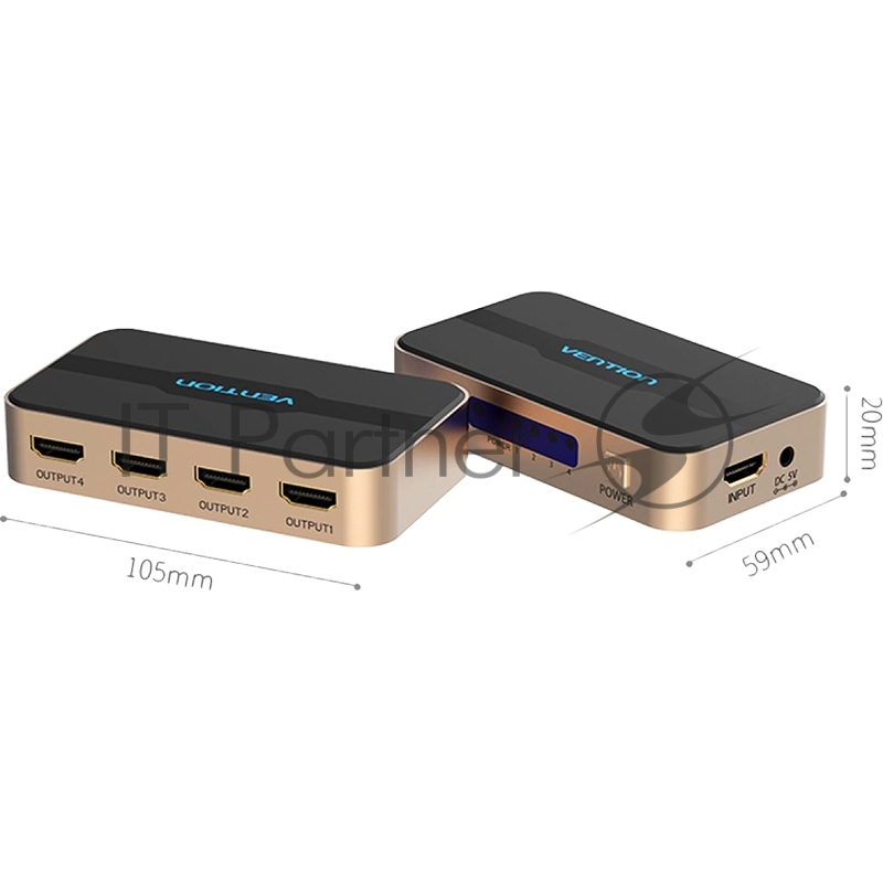 Разветвитель - сплиттер Vention HDMI 19F/4x19F на 4 монитора ACCG0