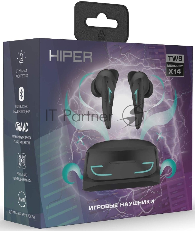 Гарнитура вкладыши Hiper TWS Mercury X14 черный беспроводные bluetooth в ушной раковине (HTW-MX14)