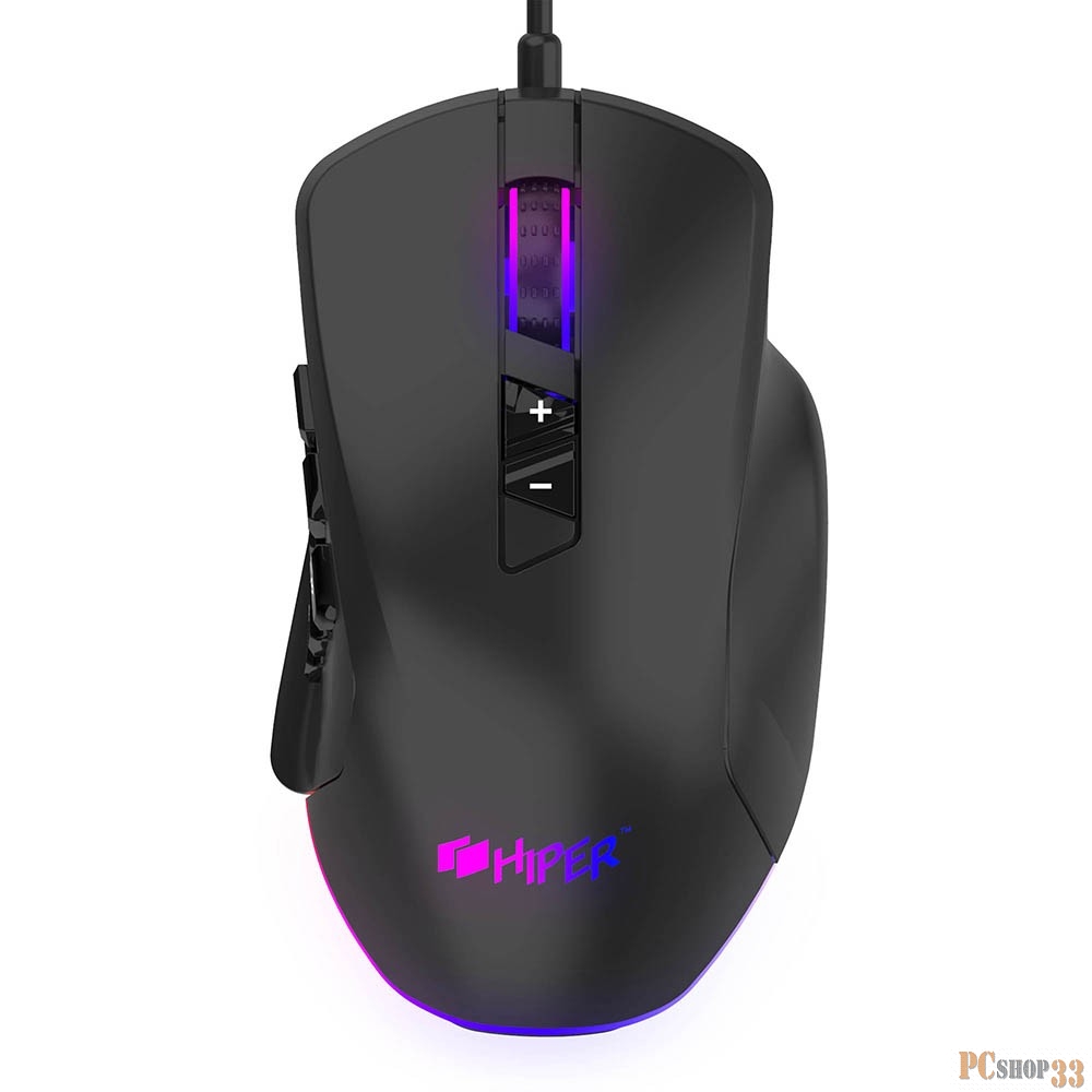 Мышь HIPER Quantum QM-2, игровая, оптическая, проводная, USB, черный