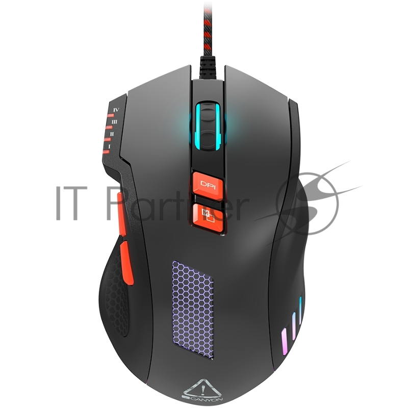 Мышь Wired Gaming Mouse with 8 programmable buttons, sunplus optical 6651 sensor, 4 levels of DPI default and can be up to 6400, 10 million times key life, 1.65m Braided USB cable