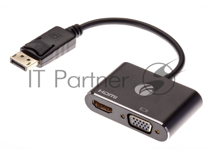 Кабель-переходник DisplayPort(M) ---> HDMI(F)+VGA(F)4K@30Hz VCOM Allum shell<CG640M-0.15>