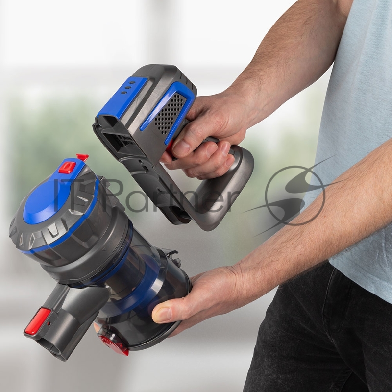 Аккумуляторный вертикальный пылесос циклонного типа Endever SkyClean VC-303, синий/серый, 4 шт/уп