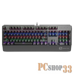 Клавиатура DELUX KM - 06, 104 кн, механическая (ал. покр.+ USB port), USB (черно - серебряная)