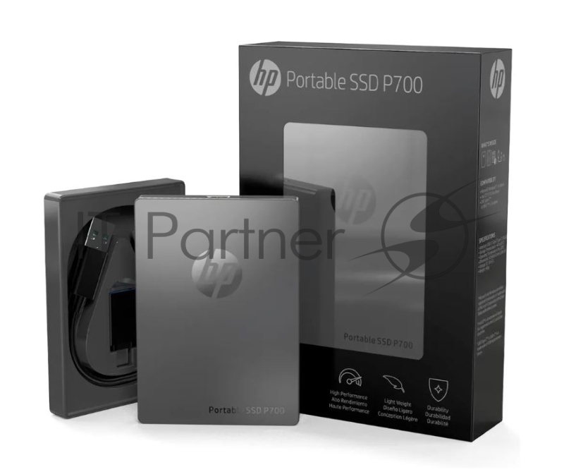 Портативный твердотельный накопитель HP P700, USB 3.1 gen.2 / USB Type-C / USB Type-A, OTG, 512 Гб, черный