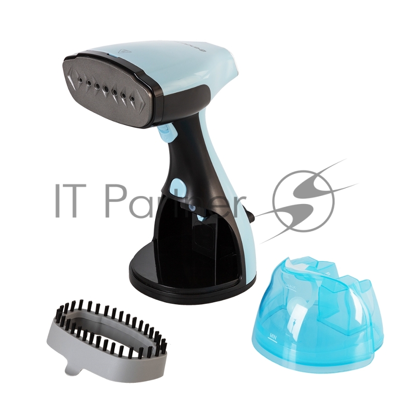 Отпариватель для одежды компактный Endever Odyssey Q-454, черный/голубой, мощность 1600 Вт, производительность пара 30 г/мин, емкость 300 мл, 8 шт/уп.