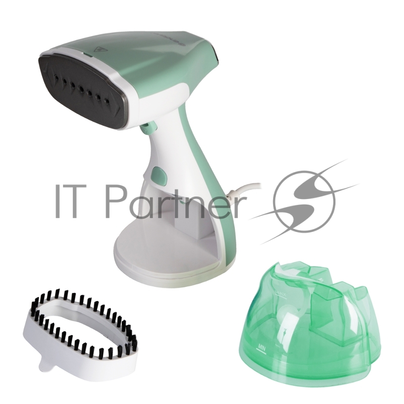 Отпариватель для одежды компактный Endever Odyssey Q-455, белый/зеленый, мощность 1600 Вт, производительность пара 30 г/мин, емкость 300 мл, 8 шт/уп.