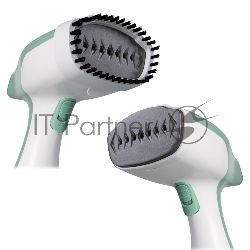 Отпариватель для одежды компактный Endever Odyssey Q-455, белый/зеленый, мощность 1600 Вт, производительность пара 30 г/мин, емкость 300 мл, 8 шт/уп.