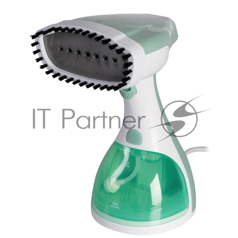 Отпариватель для одежды компактный Endever Odyssey Q-455, белый/зеленый, мощность 1600 Вт, производительность пара 30 г/мин, емкость 300 мл, 8 шт/уп.