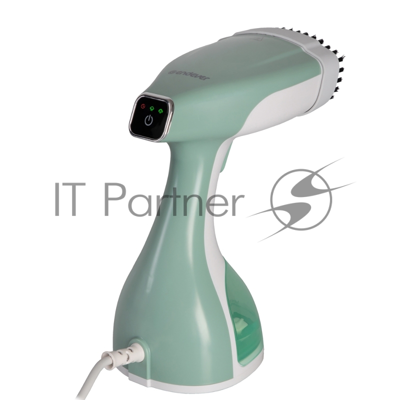 Отпариватель для одежды компактный Endever Odyssey Q-455, белый/зеленый, мощность 1600 Вт, производительность пара 30 г/мин, емкость 300 мл, 8 шт/уп.