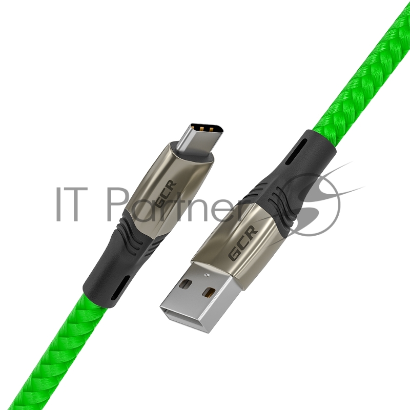 Кабель GCR 1.7m TypeC series MERCEDES, GREEN NYLON, супер быстрая зарядка, GCR-51988
