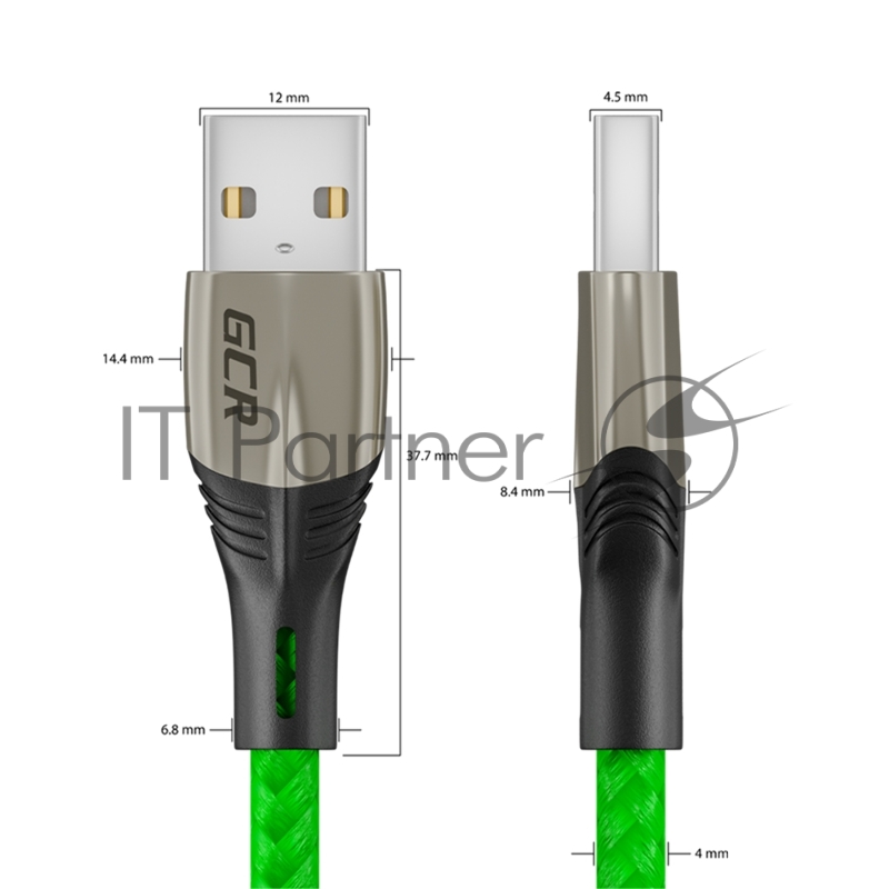 Кабель GCR 1.7m TypeC series MERCEDES, GREEN NYLON, супер быстрая зарядка, GCR-51988