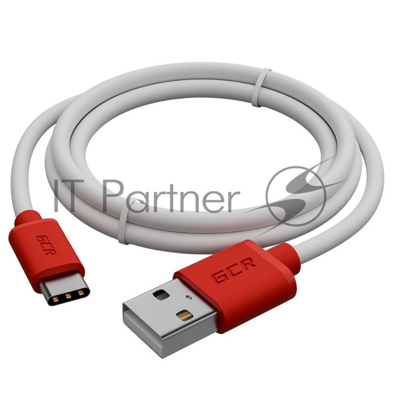 Кабель GCR 3.0m TypeC, белый, красные коннекторы, быстрая зарядка, 28/24 AWG, GCR-53239
