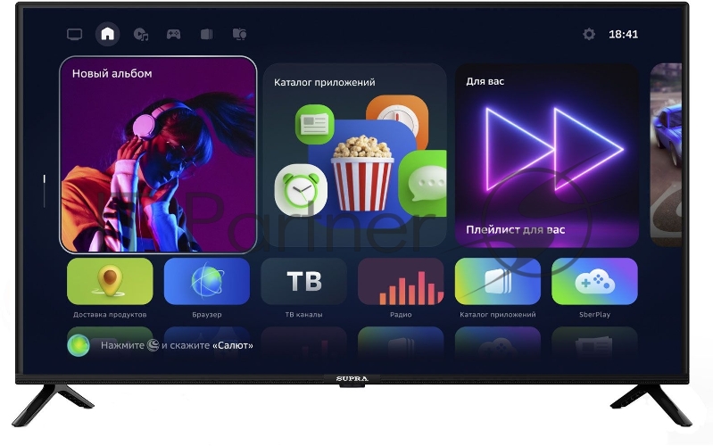 Телевизор LED Supra 40 STV-LC40ST0155Fsb Салют ТВ черный FULL HD 50Hz DVB-T DVB-T2 DVB-C USB WiFi Smart TV (RUS)