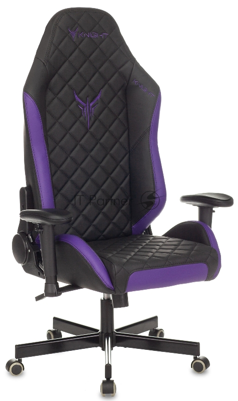 Кресло игровое Knight EXPLORE черный/фиолетовый ромбик эко.кожа с подголов. крестовина металл