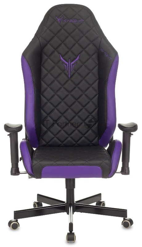 Кресло игровое Knight EXPLORE черный/фиолетовый ромбик эко.кожа с подголов. крестовина металл