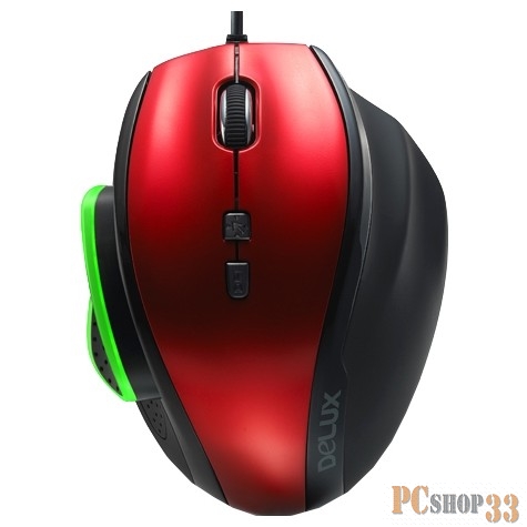 Мышь DELUX M535 опт.(1000/1500/2000/3000 DPI), USB, (7 кн+скролл), черно-красная