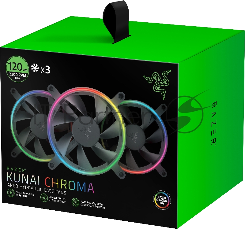 Вентилятор Razer Kunai Chroma RGB 120MM LED PWM Performance Fan - 3 Fans - FRML Packaging