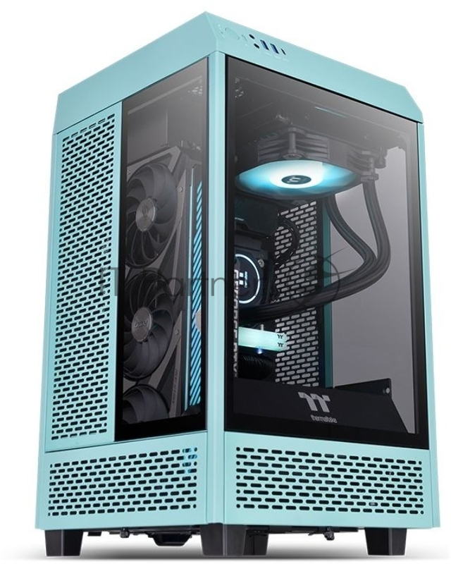 Корпус Thermaltake The Tower 100 Turquoise черный без БП miniITX 1x120mm 3x140mm 2xUSB3.0 audio bott PSU