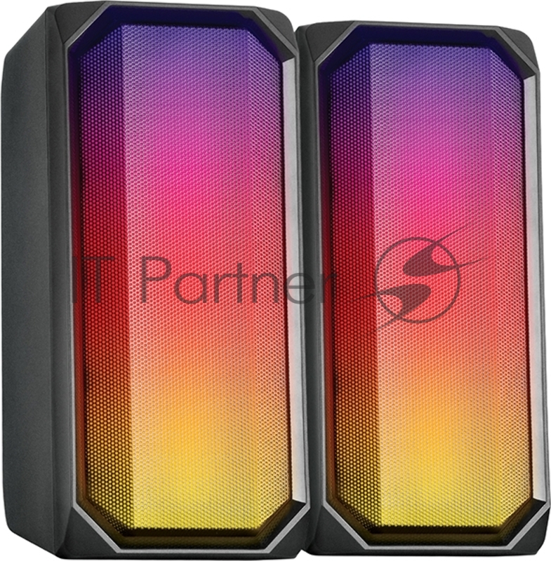 Активная RGB управляемая акустика 2.0 + Bluetooth, Qumo Charisma (ВТ 0054), 15ВТ, объемное звучание, отключаемая многорежимная RGB подсветка, USB+Jack 3,5мм