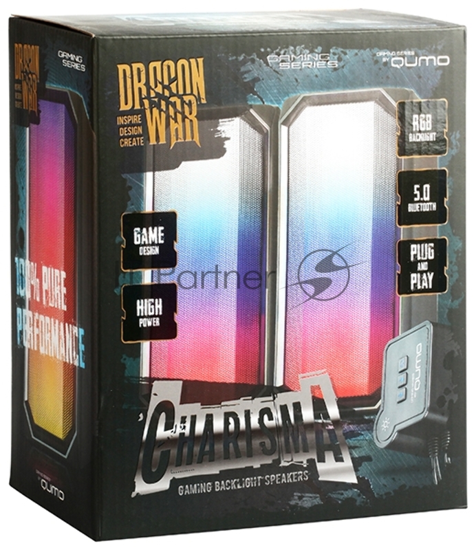 Активная RGB управляемая акустика 2.0 + Bluetooth, Qumo Charisma (ВТ 0054), 15ВТ, объемное звучание, отключаемая многорежимная RGB подсветка, USB+Jack 3,5мм