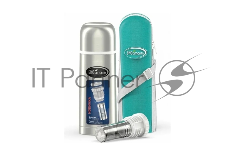 Термос Biostal (1,2 литра), с ситечком и чехлом, стальной