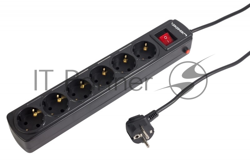 Сетевой фильтр Ippon BK212 1.8м (6 розеток) черный (коробка)