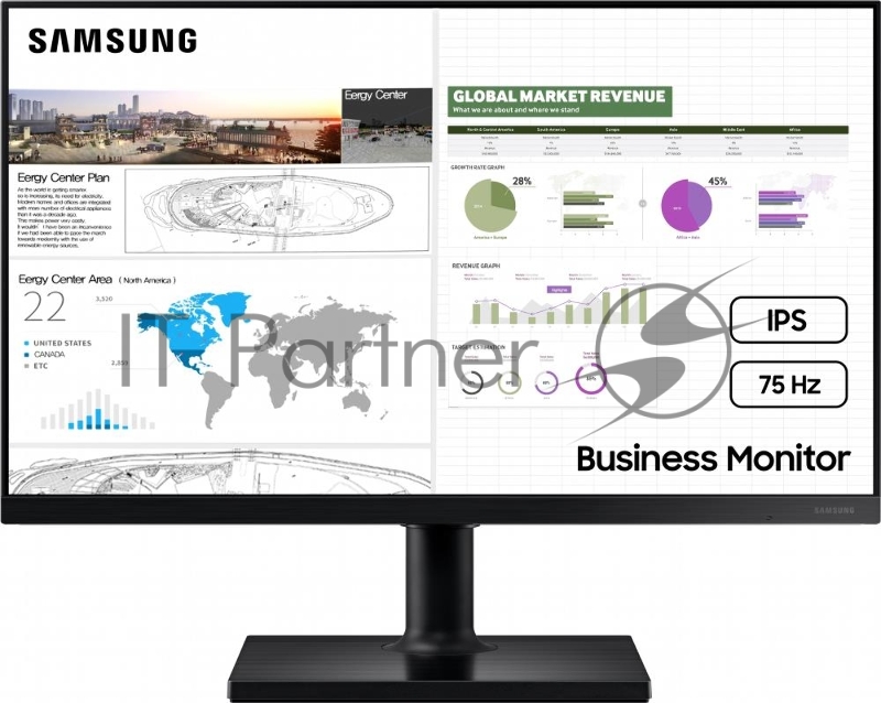 Монитор 23.8 Samsung F24T450FQI черный PLS LED 16:9 HDMI матовая 250cd 178гр/178гр 1920x1080 D-Sub FHD 3.3кг