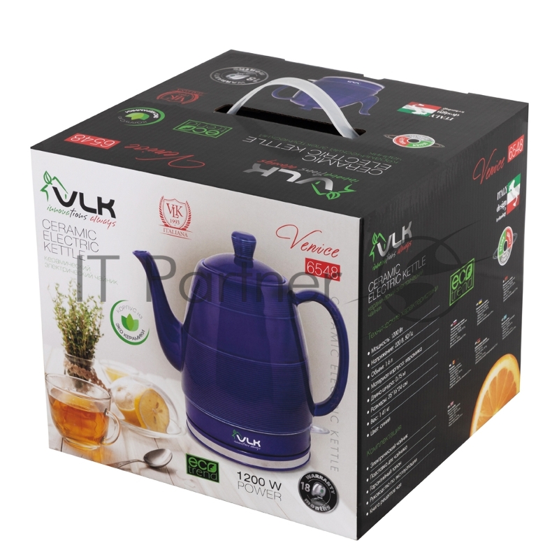 Чайник электрический керамический VLK Venice 6548 1200 Вт, емкость 1,6 л, фиолетовый, 6 шт/уп.