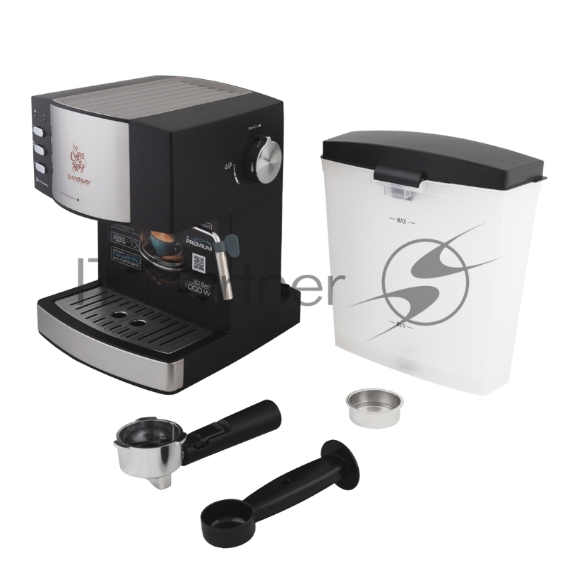 Endever Costa-1080, кофеварка рожковая электрическая, объем бака 1.6, материал нерж. сталь/пластик, мощность 1000Вт, давление пара 20 бар, 2 шт