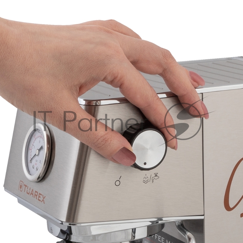 Кофеварка рожковая электрическаяTuarex TK-1245, объем-1.4л, материал- нержавеющая сталь, мощность:1450 Вт, давление пара 20 бар, 2 шт/уп