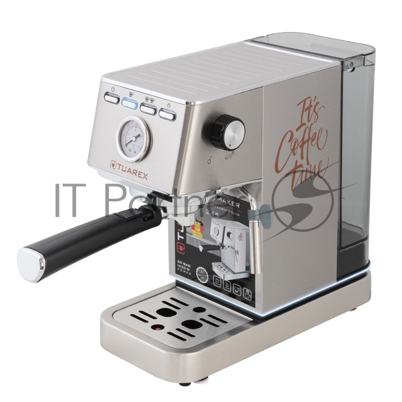 Кофеварка рожковая электрическаяTuarex TK-1245, объем-1.4л, материал- нержавеющая сталь, мощность:1450 Вт, давление пара 20 бар, 2 шт/уп
