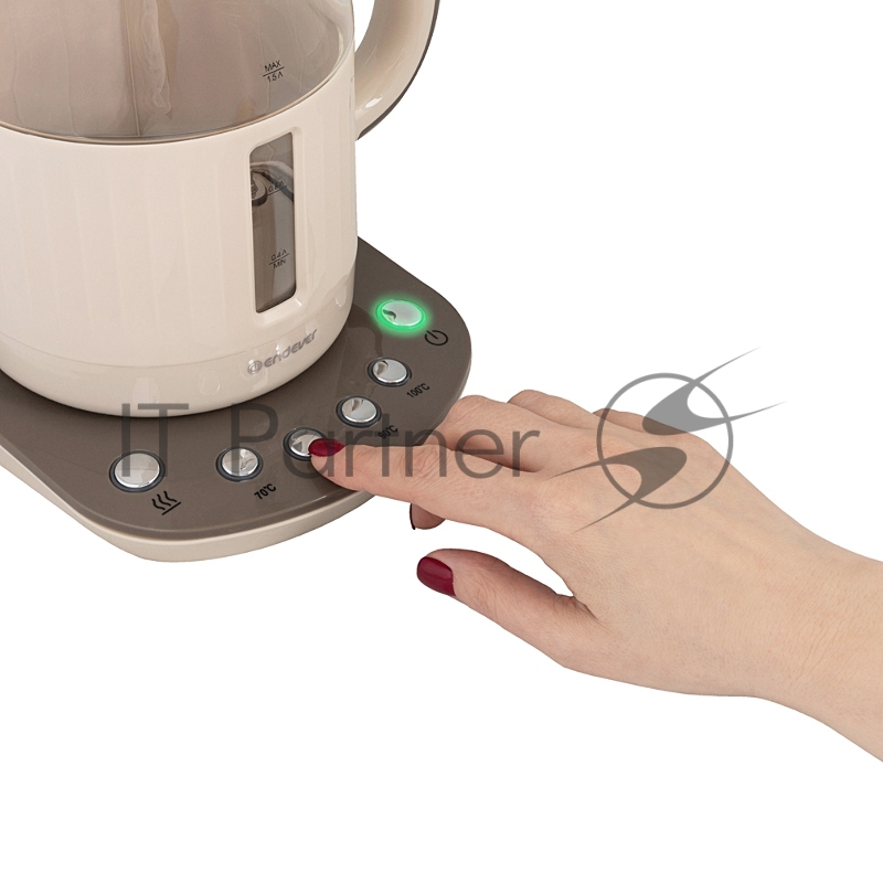 Чайник электрический Endever Skyline KR-365G, бежевый, мощность 1850 Вт, емкость 1,5 л, корпус из пластика, стекла и нержавеющей стали, 6 шт/уп.