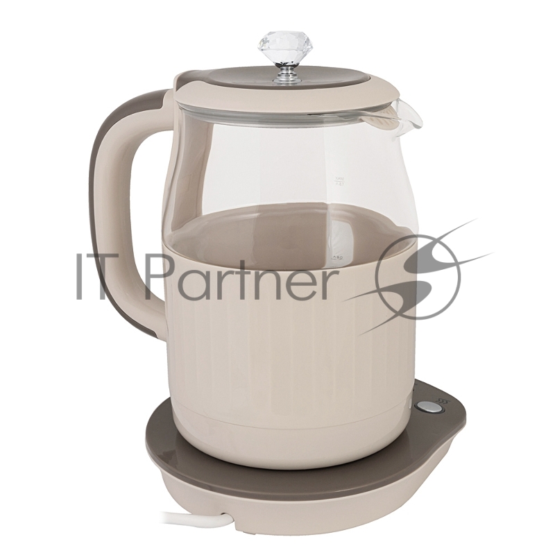 Чайник электрический Endever Skyline KR-365G, бежевый, мощность 1850 Вт, емкость 1,5 л, корпус из пластика, стекла и нержавеющей стали, 6 шт/уп.