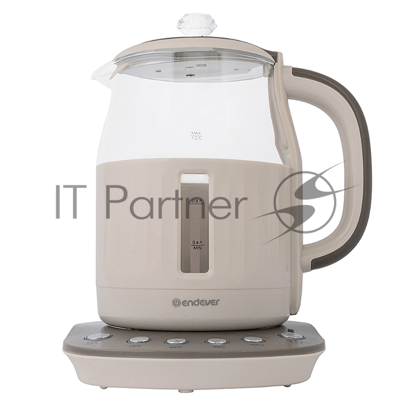Чайник электрический Endever Skyline KR-365G, бежевый, мощность 1850 Вт, емкость 1,5 л, корпус из пластика, стекла и нержавеющей стали, 6 шт/уп.