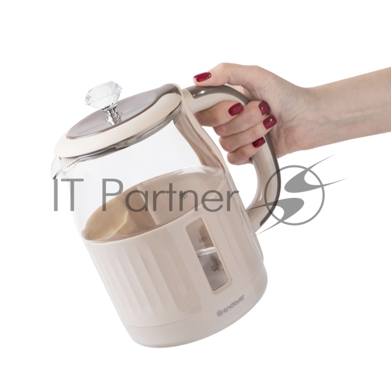 Чайник электрический Endever Skyline KR-365G, бежевый, мощность 1850 Вт, емкость 1,5 л, корпус из пластика, стекла и нержавеющей стали, 6 шт/уп.