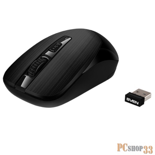 Беспроводная мышь Sven RX-380W чёрная (2,4 GHz, 3+1кл. 800-1600DPI, блист.)