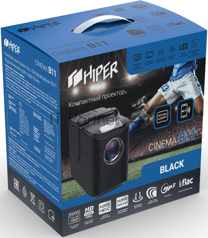 Проектор Hiper Cinema B11 Black LCD 6500Lm (1280x720) 3000:1 ресурс лампы:50000часов 2xUSB typeA 1xHDMI 1кг