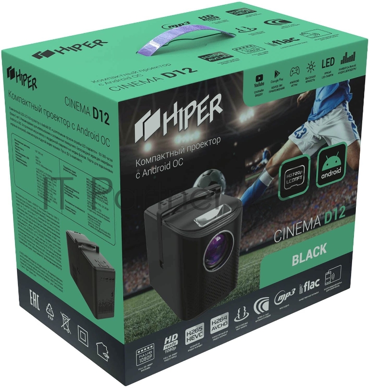 Проектор Hiper Cinema D12 LCD 6500Lm (1280x720) 3000:1 ресурс лампы:50000часов 2xUSB typeA 1xHDMI 1кг