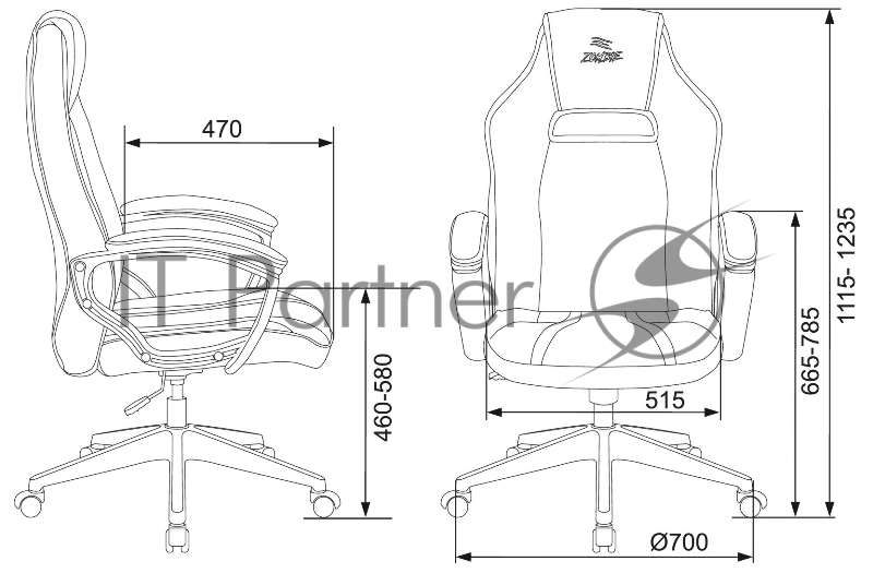 Кресло игровое Zombie Z3 черный/красный искусственная кожа крестовина