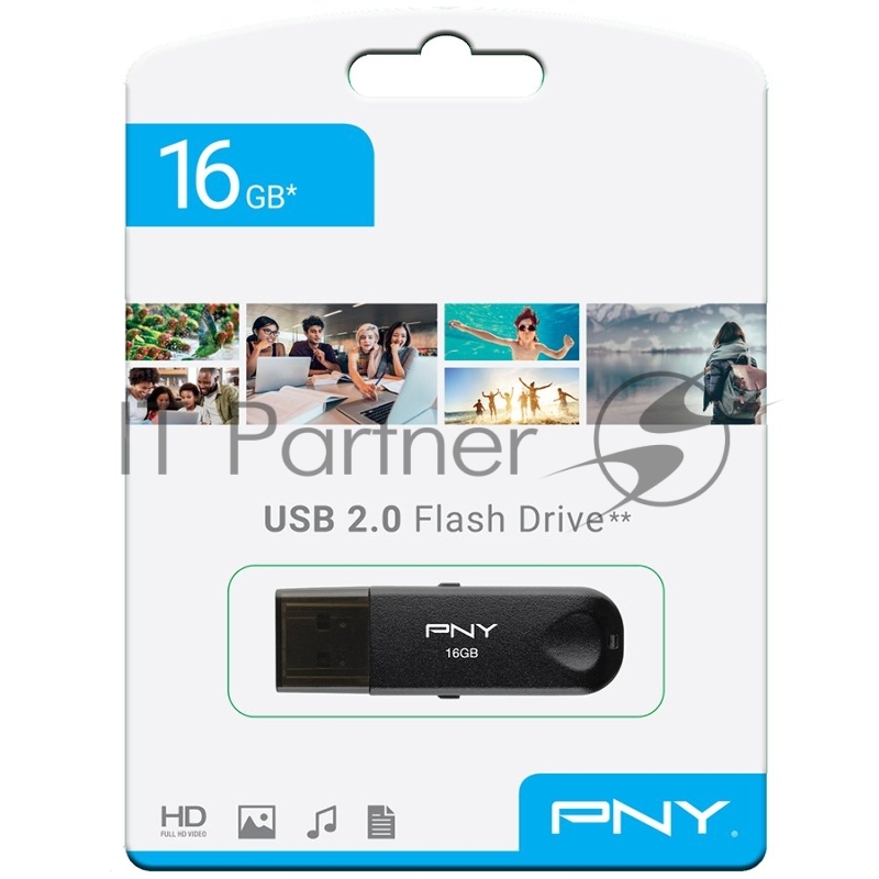 Накопитель USB PNY 16GB ATTCLA USB 2.0 BLKTRNBLK