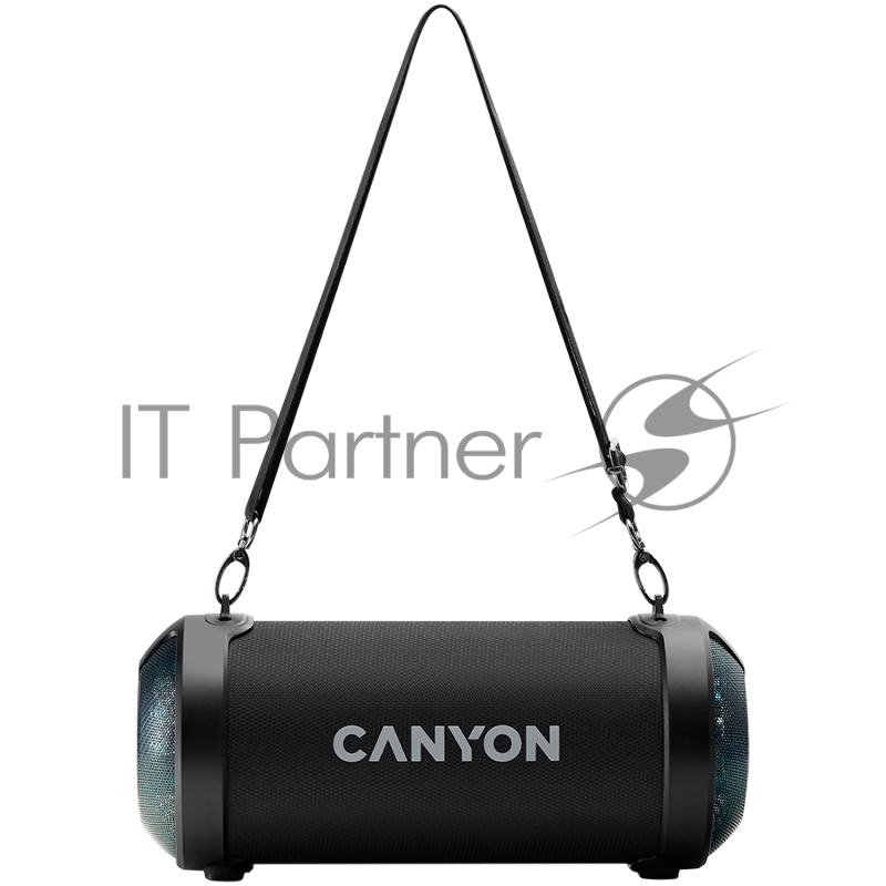 Колонка Canyon BSP-7 Bluetooth Speaker, BT V5.0, Jieli JLAC6925B, 3.5mm AUX, 1*USB-A port, micro-USB port, 1500mAh lithium ion battery, Black, cable length 0.6m, 278*117 *128mm, 0.941kg