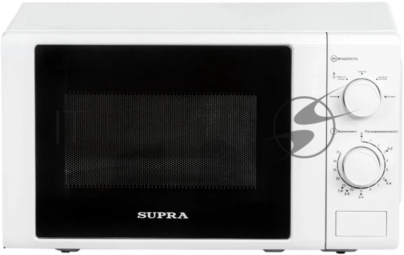 Микроволновая печь SUPRA 20MW66 (Печь микроволновая. Мощность: 700вт. Объем: 20 литров. Механическое управление. Таймер. 5 уровней мощности. Цвет: белый.)