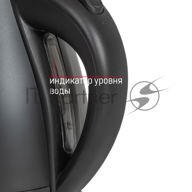 Чайник электрический, объем 1,7л, максимальная мощность 2200 Вт, встроенный в корпус датчик температуры воды, индикатор уровня воды, съемная крышка, фильтр от накипи, защита от включения без воды, автоматическое отключение при закипании, вращение на