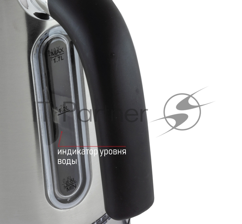 Чайник электрический, объем 1,7л, максимальная мощность 2200 Вт, светодиодная подсветка в виде линии на корпусе чайника, индикатор уровня воды, новая форма носика, фильтр от накипи, съемная крышка, защита от включения без воды, автоматическое отключе
