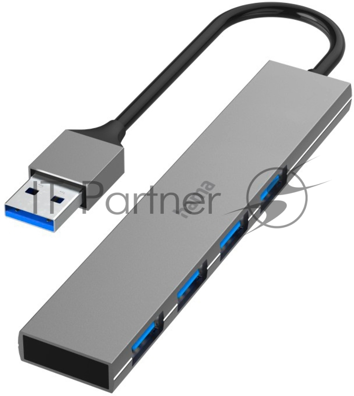 Разветвитель USB 3.0 Hama H-200114 4порт. серый (00200114)